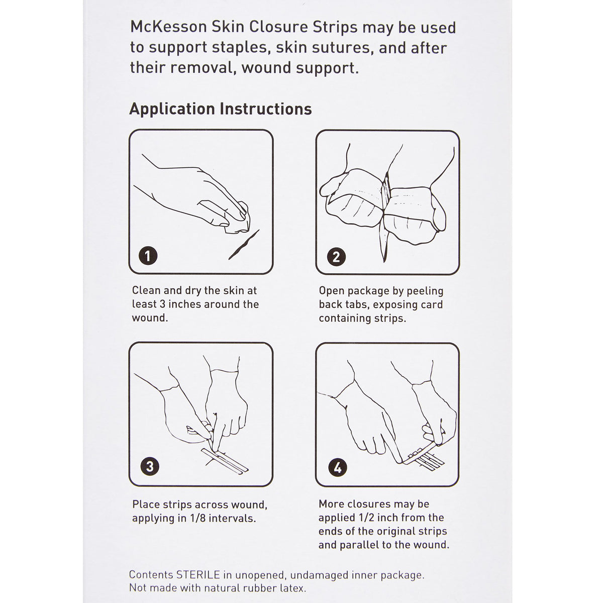 McKesson Skin Closure Reinforced Strip-Skin Closure Strip McKesson 1/4 X 4 Inch Nonwoven Material Reinforced Strip White