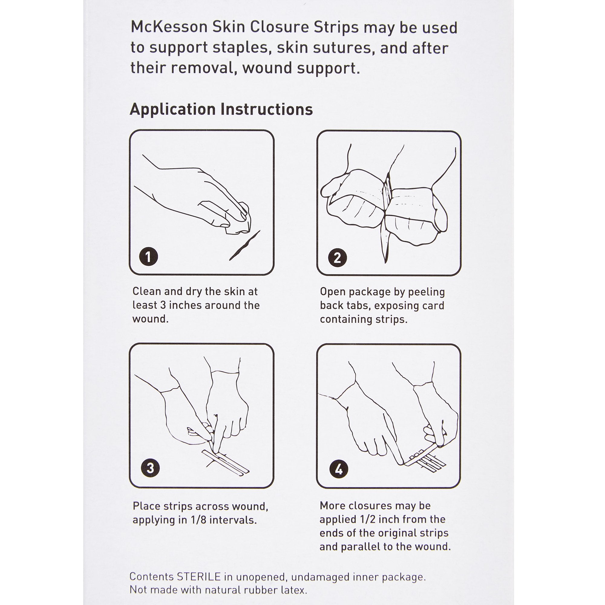 McKesson Skin Closure Reinforced Strip-Skin Closure Strip McKesson 1/4 X 4 Inch Nonwoven Material Reinforced Strip White