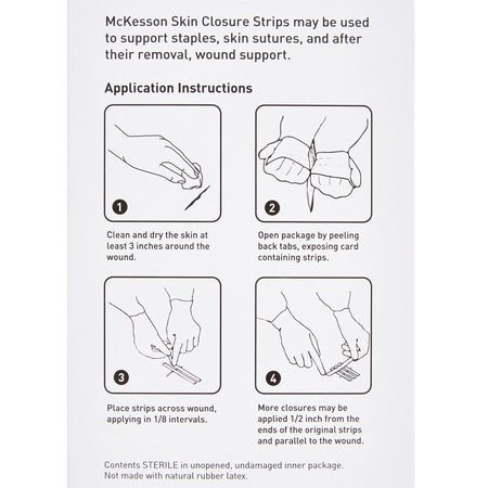 McKesson Skin Closure Reinforced Strip-Skin Closure Strip McKesson 1/4 X 4 Inch Nonwoven Material Reinforced Strip White
