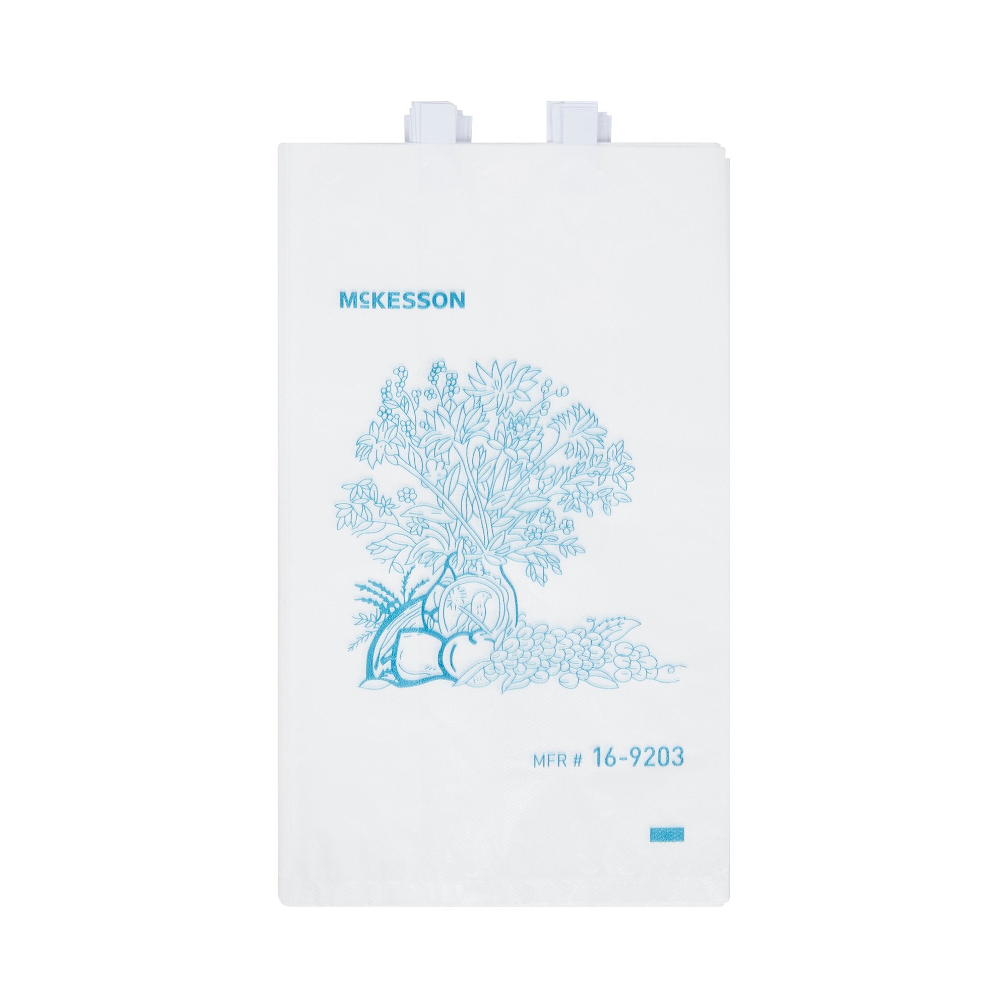 McKesson Bedside Bag-Bedside Bag McKesson 7 X 11.5 Inch White / Blue Floral Print Polyethylene