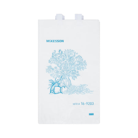 McKesson Bedside Bag-Bedside Bag McKesson 7 X 11.5 Inch White / Blue Floral Print Polyethylene