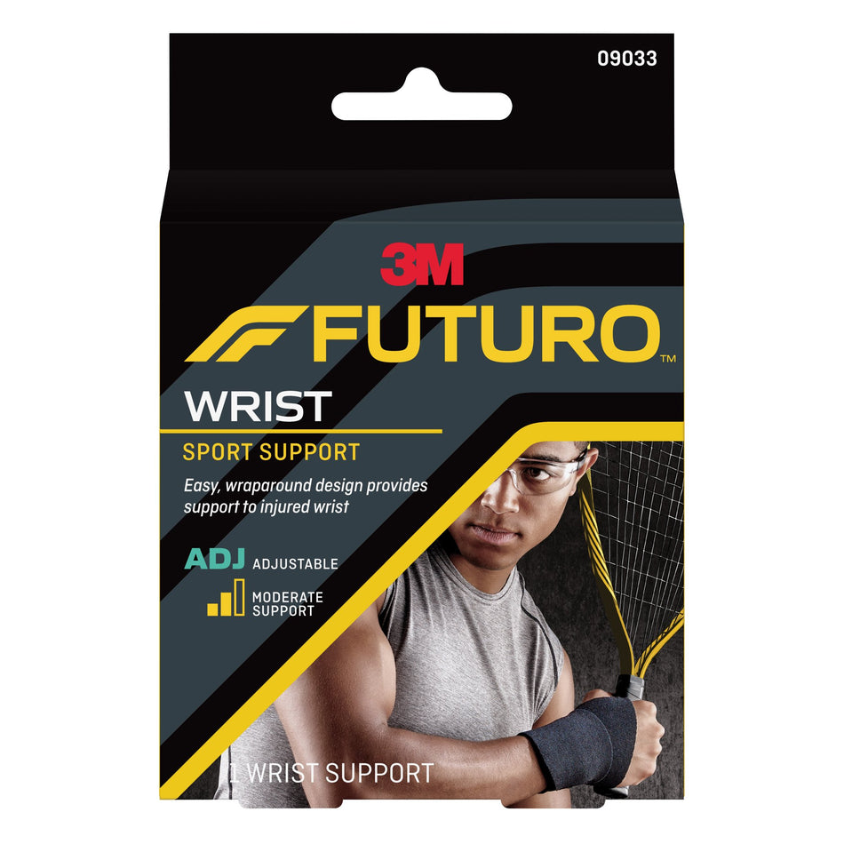 3M Futuro Adult Sport Wrist Support, Wraparound, Adjustable, Black, 4-1/2 to 9-1/2 Inch, One Size Fits Most-Wrist Support 3M Futuro Sport Wraparound Neoprene / Nylon / Polyester Left or Right Hand Black One Size Fits Most