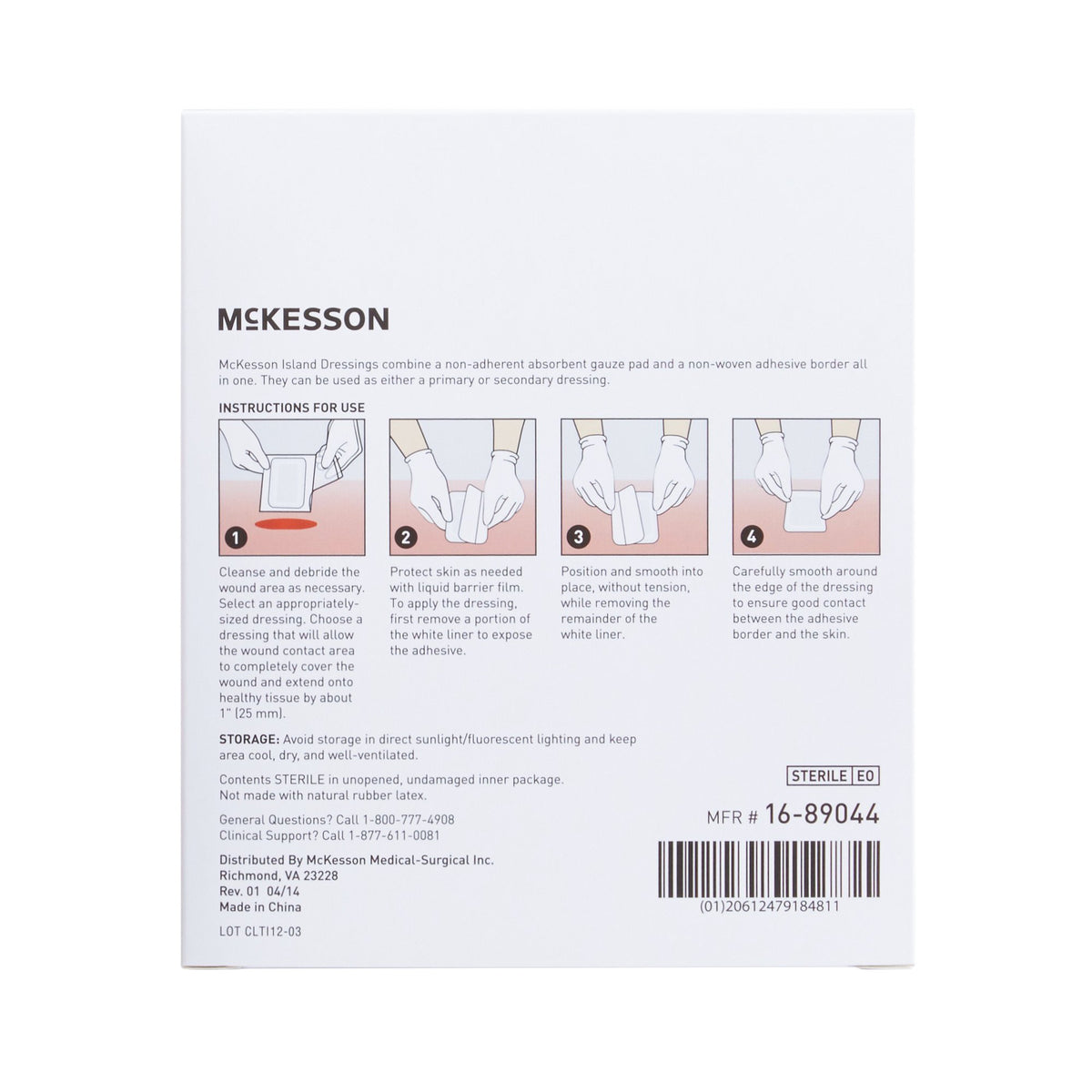 McKesson Adhesive Dressing, 4 x 4 Inch-Island Dressing McKesson 4 X 4 Inch Square Sterile