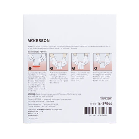 McKesson Adhesive Dressing, 4 x 4 Inch-Island Dressing McKesson 4 X 4 Inch Square Sterile