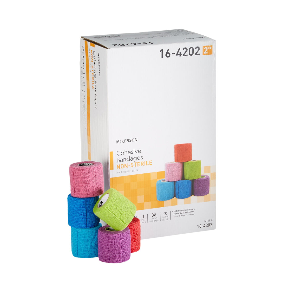 McKesson Self-adherent Closure Cohesive Bandage, 2 Inch x 5 Yard-Cohesive Bandage McKesson 2 Inch X 5 Yard Self-adherent Closure Purple / Pink / Green / Light Blue / Royal Blue / Red NonSterile Standard Compression