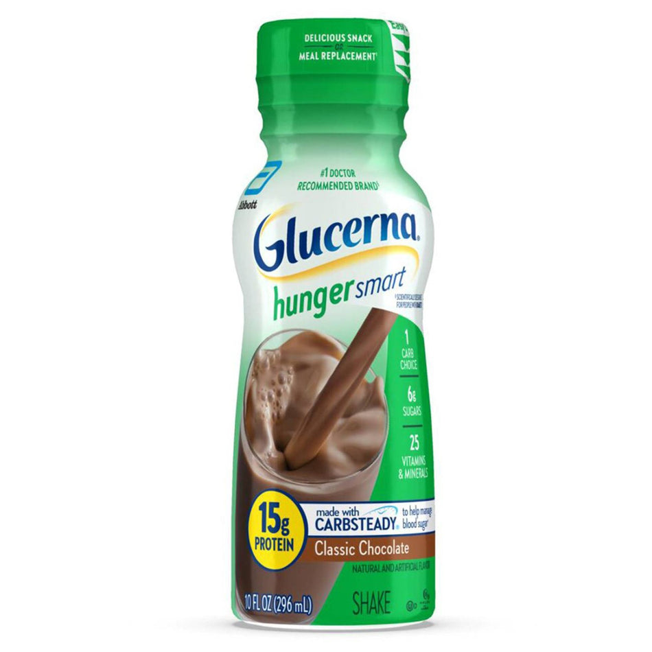 Glucerna Hunger Smart Shake, Chocolate Flavor, 10-ounce bottle-Oral Supplement Glucerna Hunger Smart Shake Rich Chocolate Flavor Liquid 10 oz. Bottle