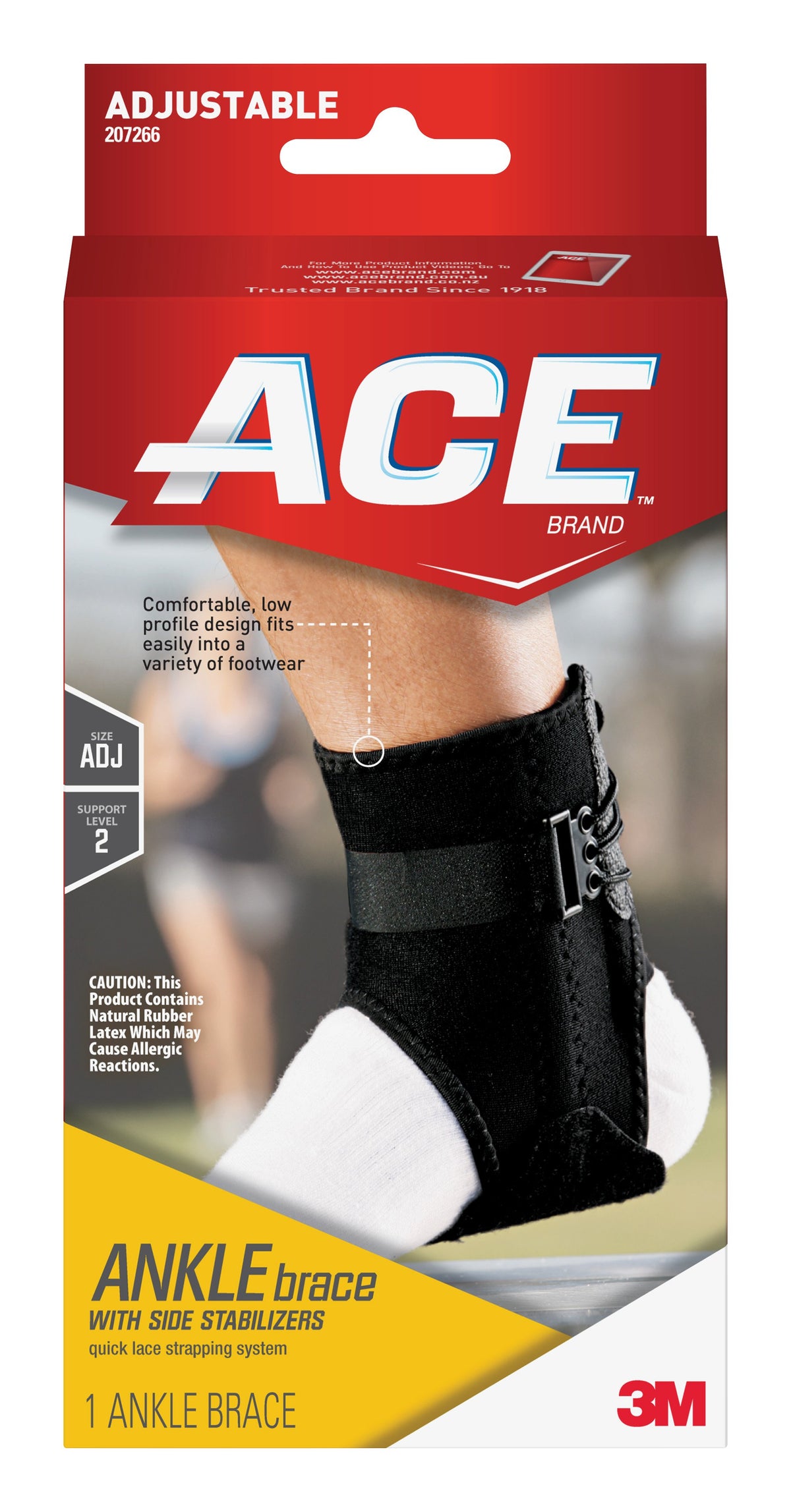 3M ACE Ankle Brace, Adjustable, Lace-Up, Side Stabilizers-Ankle Brace with Side Stabilizers 3M Ace One Size Fits Most Lace-Up Foot