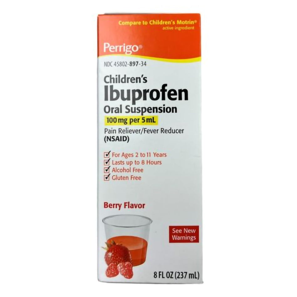 Perrigo Ibuprofen Children's Pain Relief-Children's Pain Relief Perrigo 100 mg / 5 mL Strength Ibuprofen Oral Suspension 4 oz.