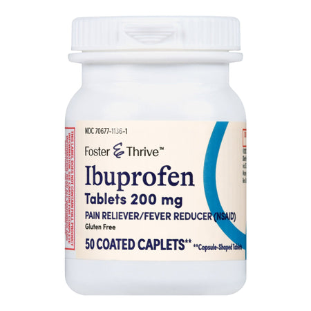 Foster & Thrive Ibuprofen 200 mg Coated Caplets-Pain Relief Foster & Thrive 200 mg Strength Ibuprofen Caplet 50 per Bottle
