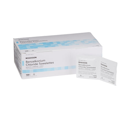 McKesson Benzalkonium Chloride Antiseptic Skin Wipes-Antiseptic Skin Towelette McKesson Individual Packet Unscented 100 Count