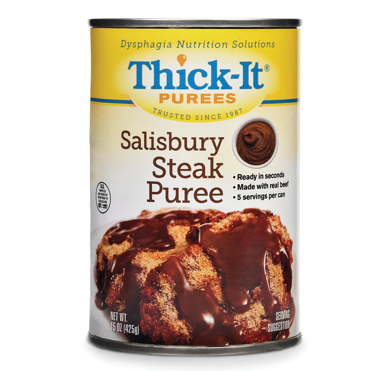 Thick-It Salisbury Steak Pure, 15-ounce Can-Thickened Food Thick-It 15 oz. Can Salisbury Steak Flavor Puree IDDSI Level 4 Extremely Thick/Pureed