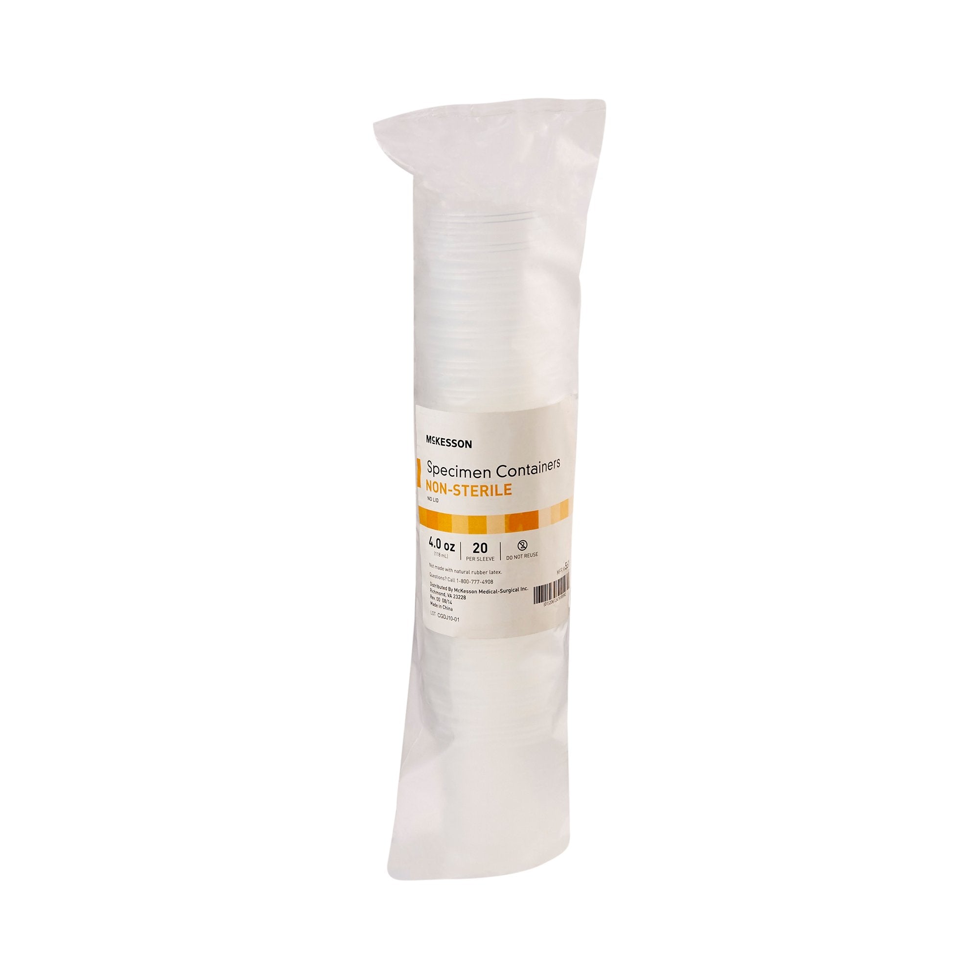 McKesson Specimen Container without Lid, 120 mL-Specimen Container McKesson 120 mL (4 oz.) Without Closure NonSterile