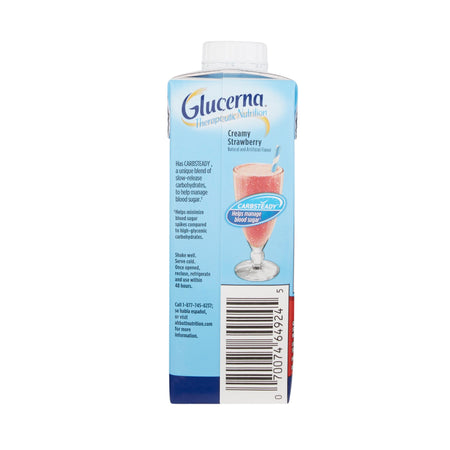 Glucerna Strawberry Therapeutic Nutrition Shake, 8-ounce carton-Oral Supplement Glucerna Therapeutic Nutrition Shake Strawberry Flavor Liquid 8 oz. Carton