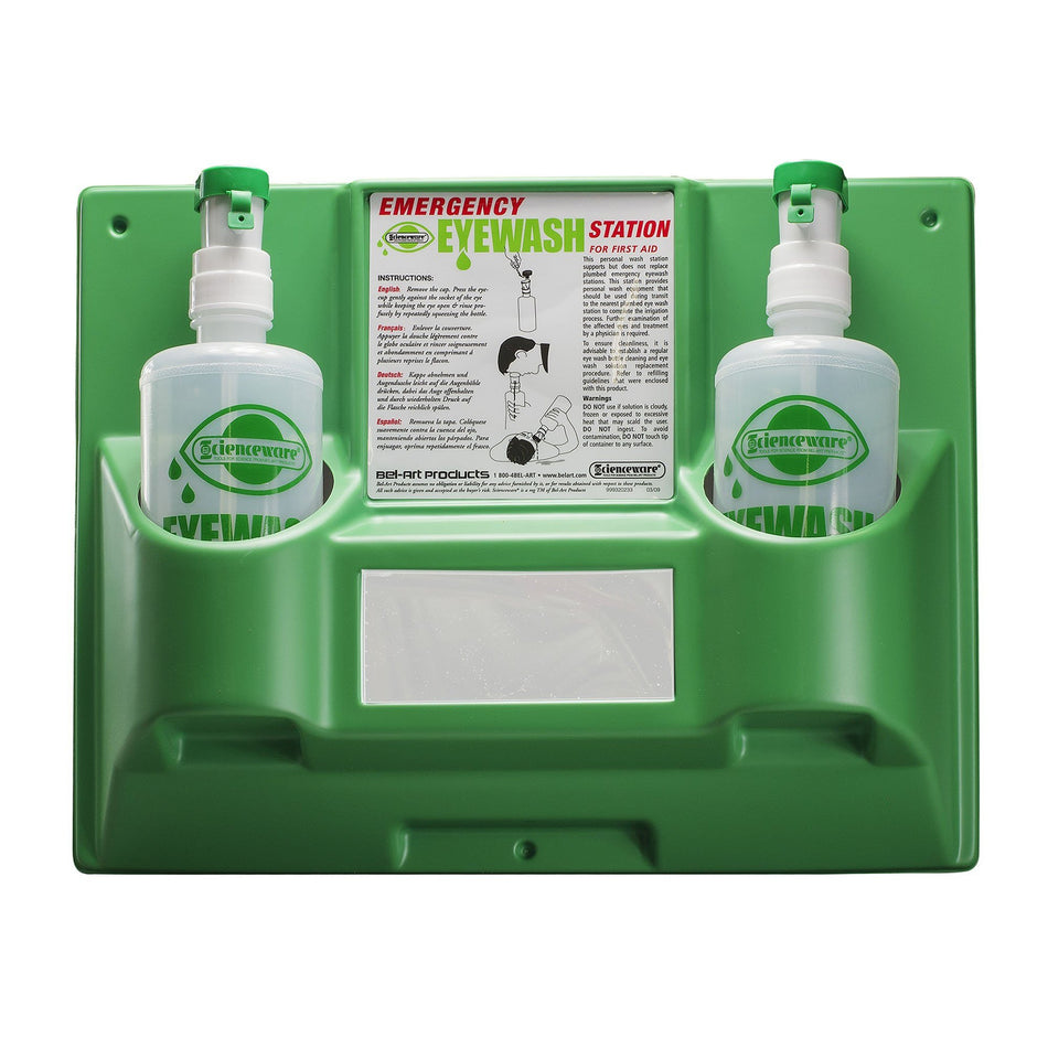 Bel-Art Products Eye Wash Station-Eyewash Station Wall Mount Dual 32 oz. Empty Bottles