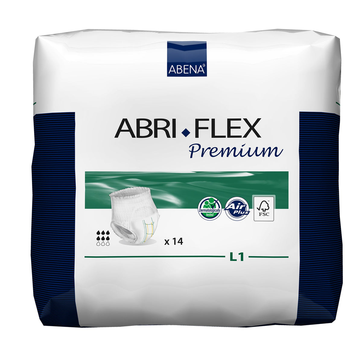 Abri-Flex Premium L1 Absorbent Underwear, Large-Unisex Adult Absorbent Underwear Abri-Flex Premium L1 Pull On with Tear Away Seams Large Disposable Moderate Absorbency