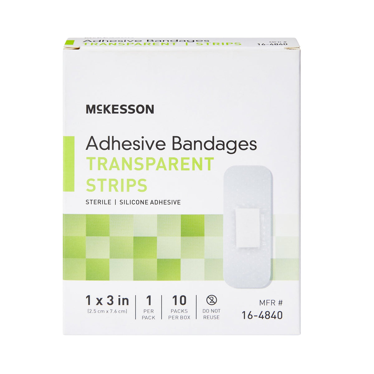 McKesson Sheer Adhesive Strip, 1 x 3 Inch-Waterproof Adhesive Strip McKesson 1 X 3 Inch Silicone Rectangle Sheer Sterile