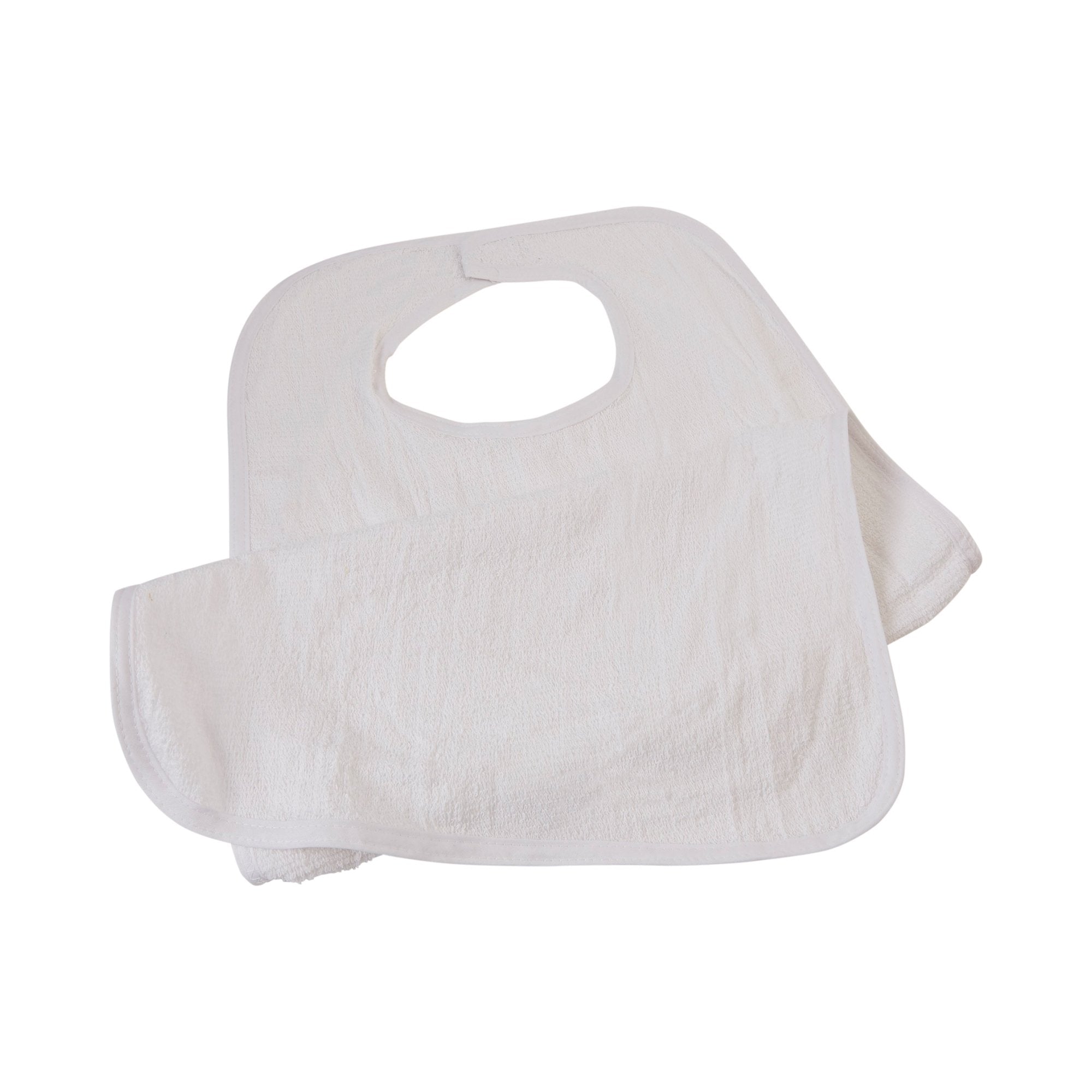Beck's Classic Terry Adult Bib, White-Bib Hook and Loop Closure Reusable Terry Cloth