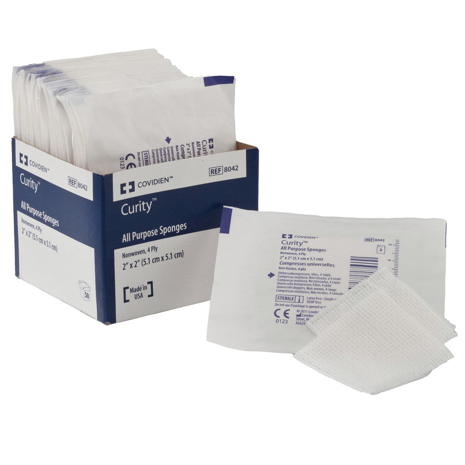 Curity� Sterile Nonwoven Sponge, 3 x 3 Inch, 4-Ply-Nonwoven Sponge Curity� 3 X 3 Inch 4-Ply Sterile 2 per Pack