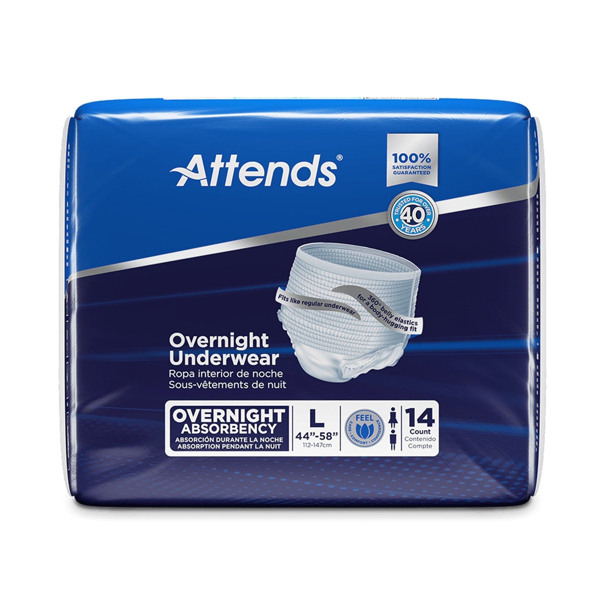 Attends® Overnight Underwear with Extended Wear Protection, Large - Incontinence>Adult Briefs and Protective Undergarments...