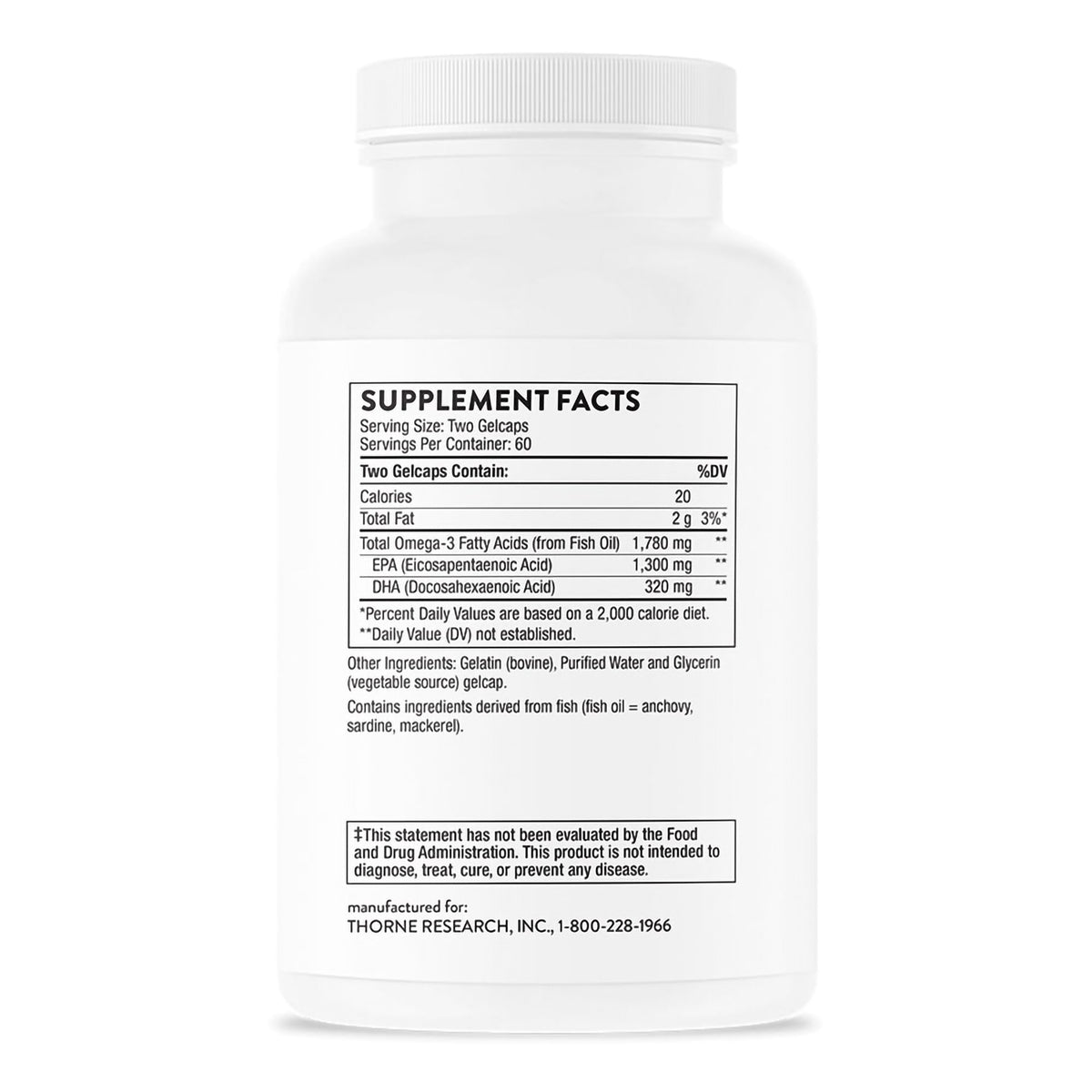 Thorne Super EPA Pro High EPA Omega-3 Dietary Supplement-"Dietary Supplement THORNE Super EPA Pro EPA / DHA 1,300 mg - 320 mg Strength Gelcap 120 Per Bottle"