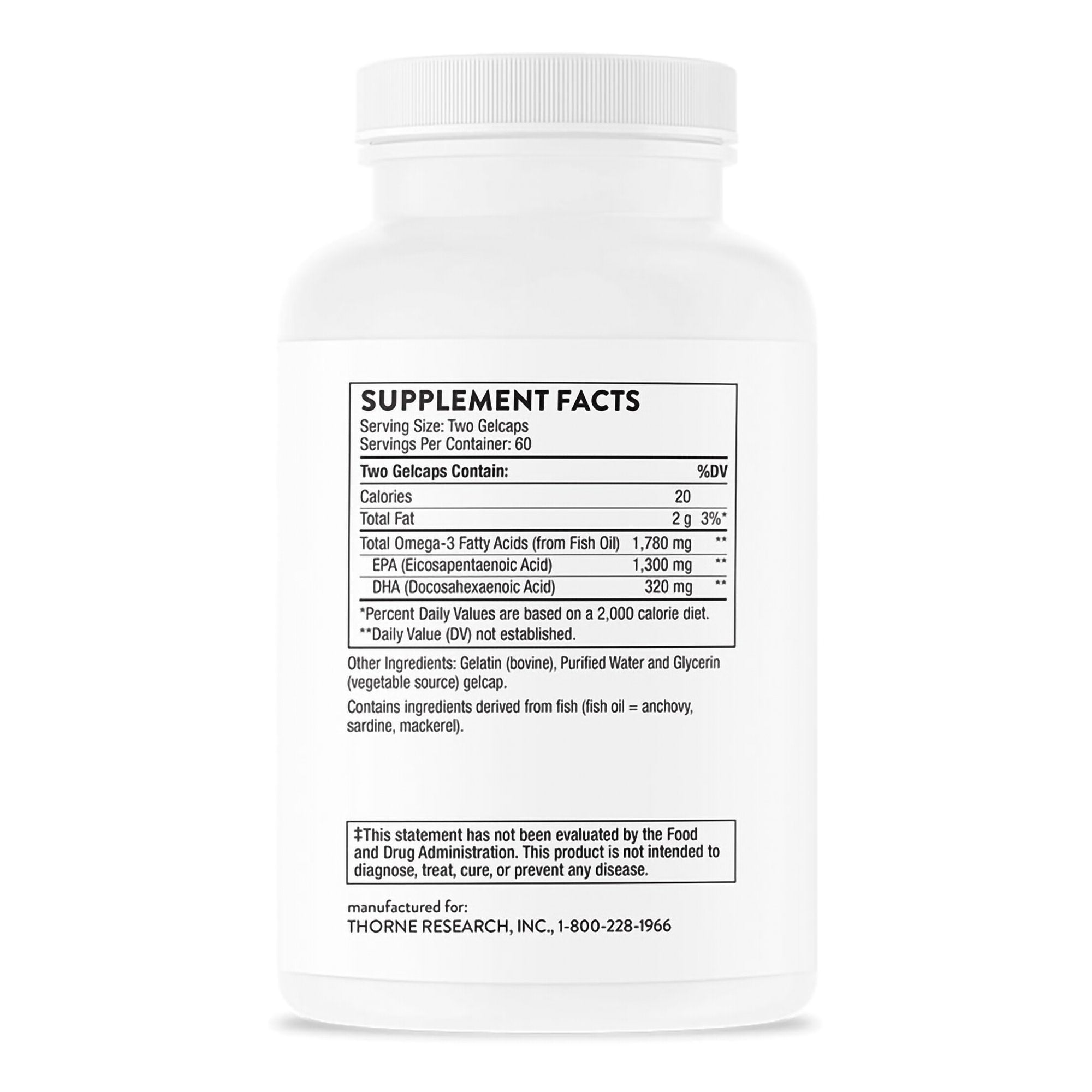 Thorne Super EPA Pro High EPA Omega-3 Dietary Supplement-"Dietary Supplement THORNE Super EPA Pro EPA / DHA 1,300 mg - 320 mg Strength Gelcap 120 Per Bottle"