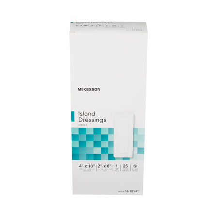 McKesson White Adhesive Dressing, 4 x 10 Inch-Island Dressing McKesson 4 X 10 Inch Rectangle Sterile
