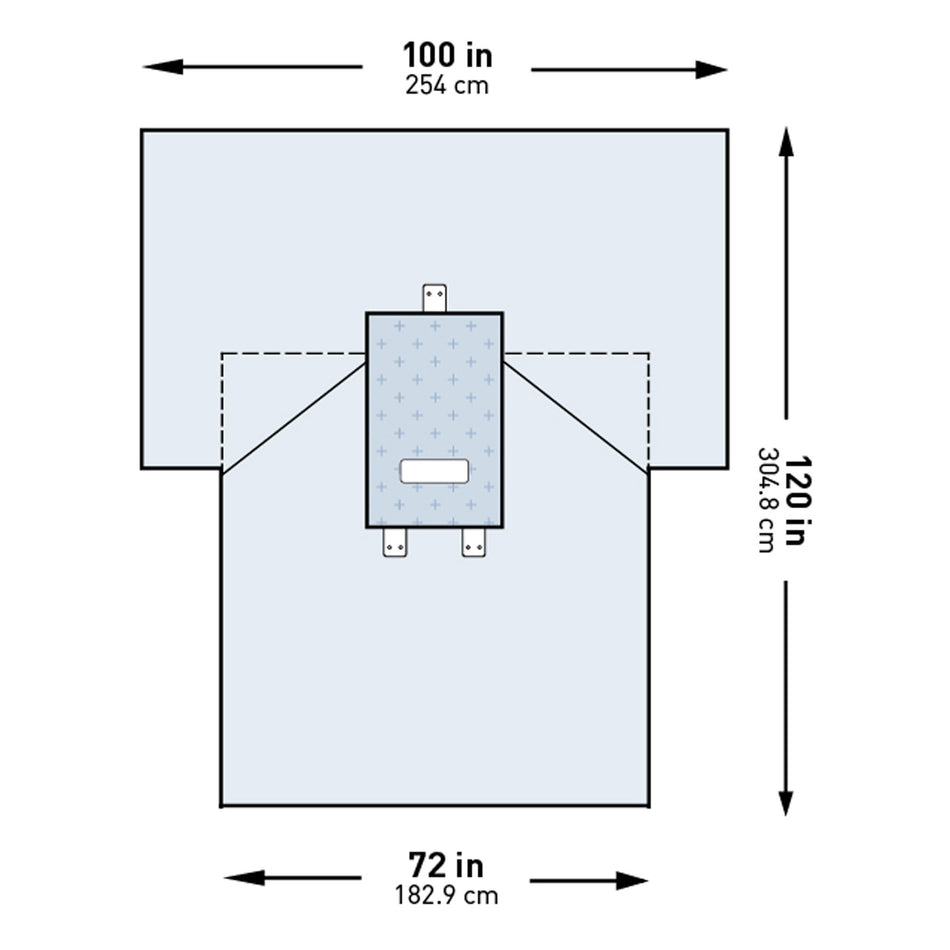 McKesson Sterile Transverse Laparotomy Drape, 100 x 72 x 120 Inch-Abdominal Drape McKesson Transverse Laparotomy Drape 100 W X 72 W X 120 L Inch Sterile