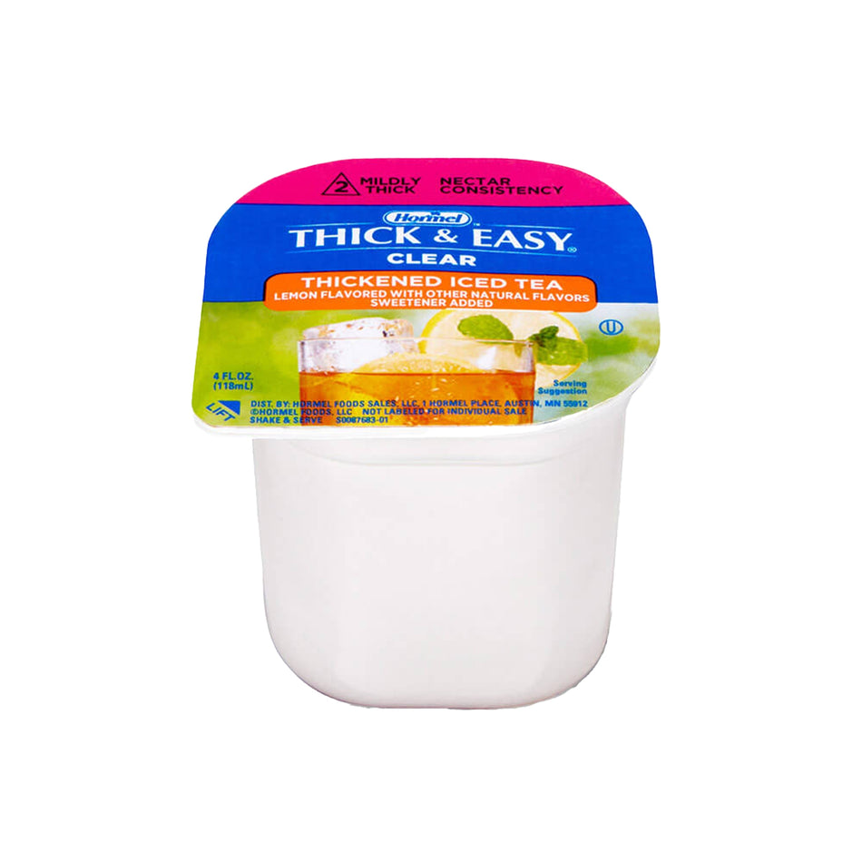 Thick & Easy Clear Nectar Consistency Iced Tea Thickened Beverage, 4-ounce Cup-Thickened Beverage Thick & Easy 4 oz. Portion Cup Iced Tea with Lemon Flavor Liquid IDDSI Level 2 Mildly Thick