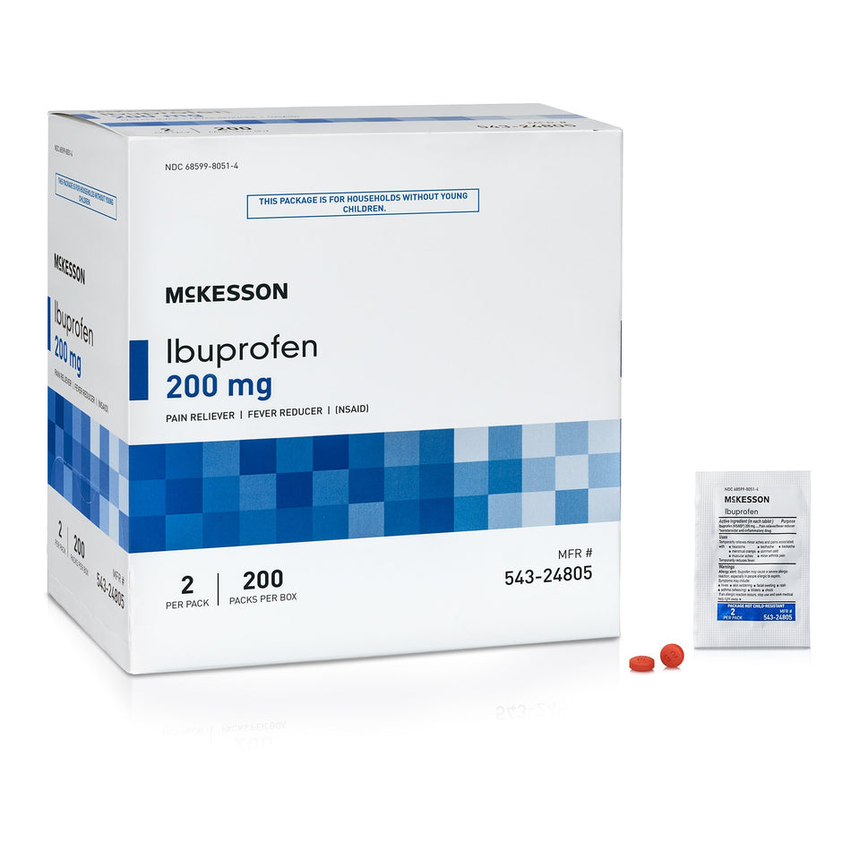 McKesson Ibuprofen Pain Relief-Pain Relief McKesson 200 mg Strength Ibuprofen Unit Dose Tablet 200 per Box