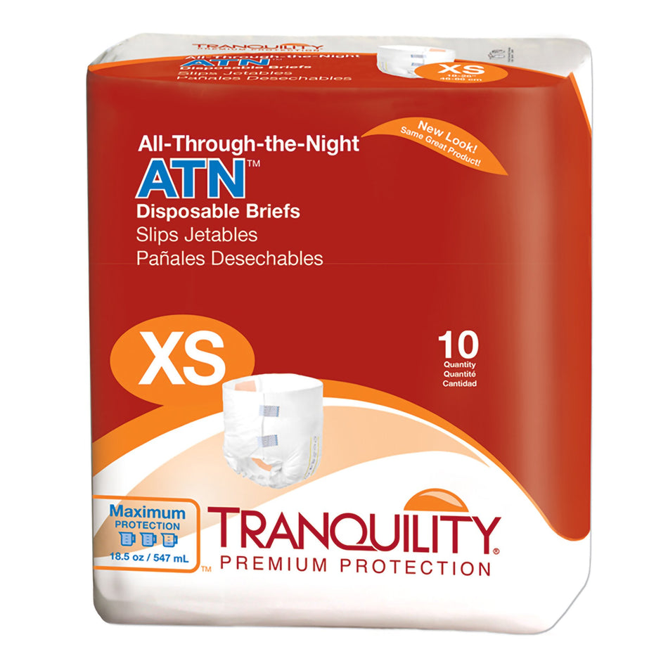 Tranquility ATN Maximum Protection Incontinence Brief, Extra Small-Unisex Adult Incontinence Brief Tranquility ATN X-Small Disposable Heavy Absorbency