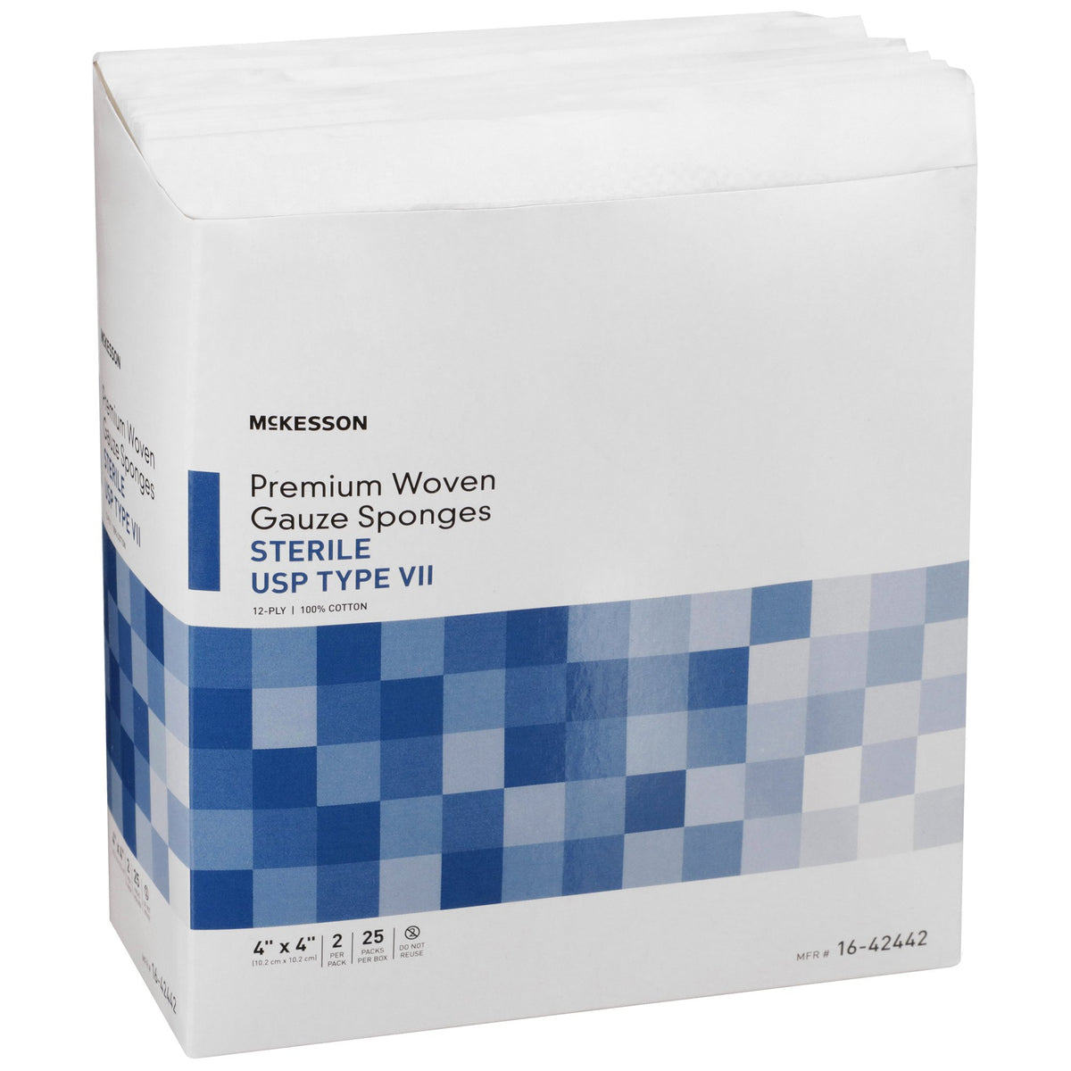 McKesson Sterile USP Type VII Gauze Sponge, 4 x 4 Inch, 12-Ply-Gauze Sponge McKesson 4 X 4 Inch 12-Ply Sterile 2 per Pack