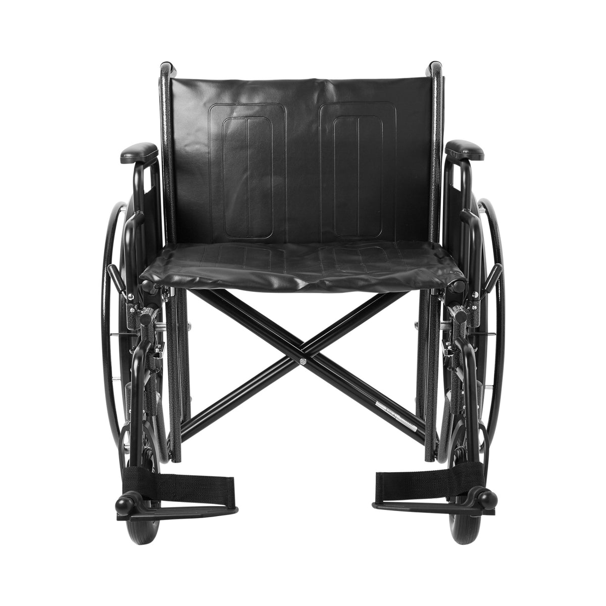 McKesson Bariatric Wheelchair, 24-Inch Seat Width-Bariatric Wheelchair McKesson Dual Axle Desk Length Arm Swing-Away Footrest Black Upholstery 24 Inch Seat Width Adult 450 lbs. Weight Capacity