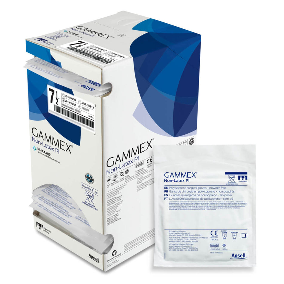 Gammex� Non-Latex PI Micro Polyisoprene Surgical Glove, Size 7.5, White-Surgical Glove GAMMEX� Non-Latex PI Micro Size 7.5 Sterile Polyisoprene Standard Cuff Length Micro-Textured White Chemo Tested