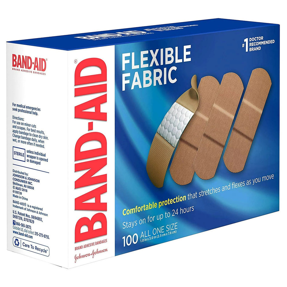 Band-Aid� Flexible Fabric Tan Adhesive Strip, 1 x 3 Inch-Adhesive Strip Band-Aid� 1 X 3 Inch Fabric Rectangle Tan Sterile