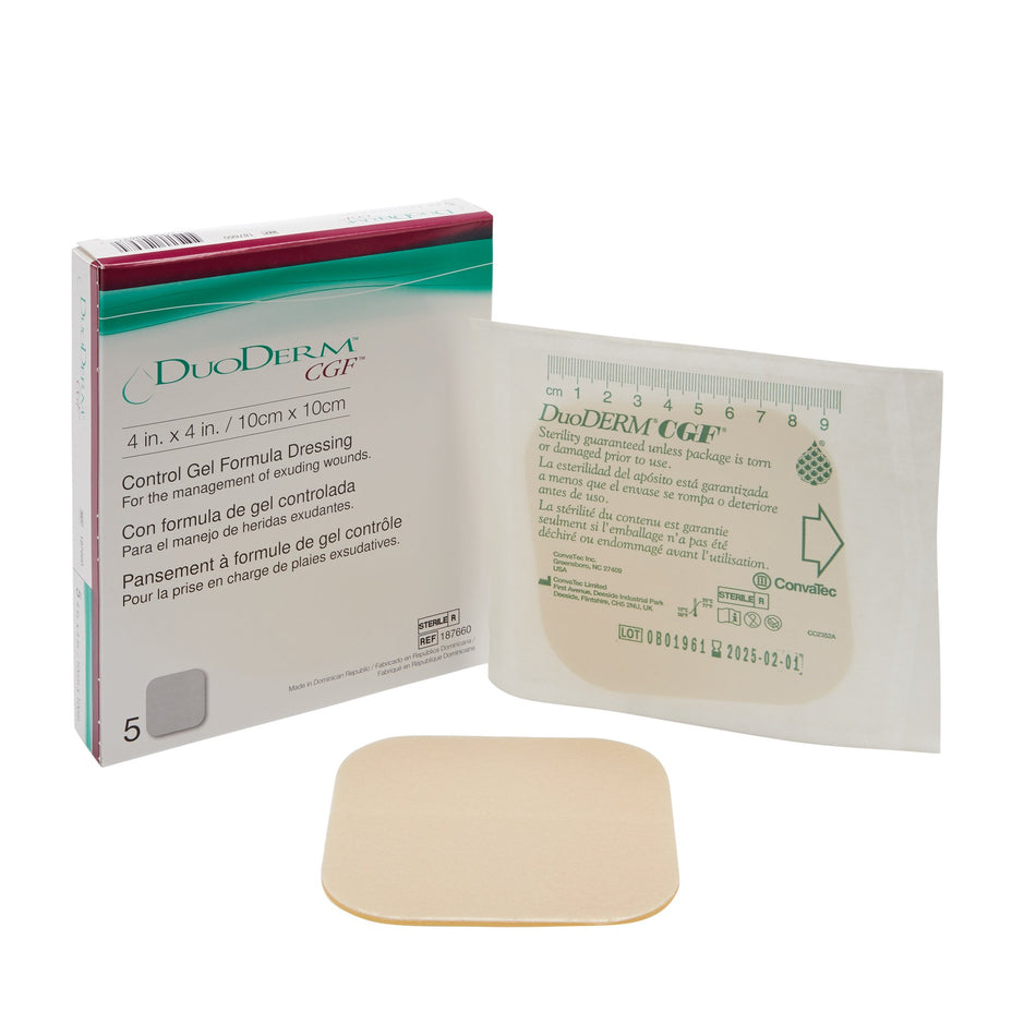 DuoDerm� CGF� Hydrocolloid Dressing, 4 x 4 Inch-Hydrocolloid Dressing DuoDERM� CGF� 4 X 4 Inch Square