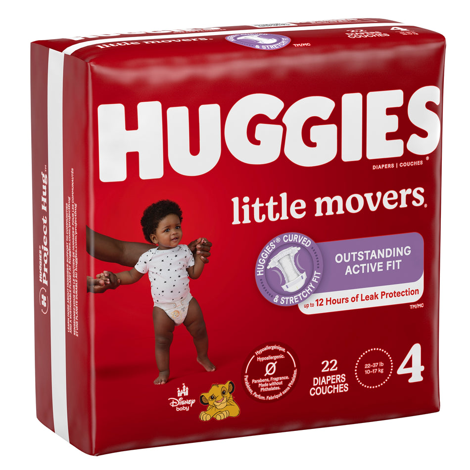 Huggies Little Movers Diaper, Size 4-Unisex Baby Diaper Huggies Little Movers Size 4 Disposable Moderate Absorbency