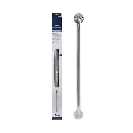 drive Wall Grab Bar, Chrome, 24 Inch-Wall Grab Bar drive Chrome Finish Knurled Steel