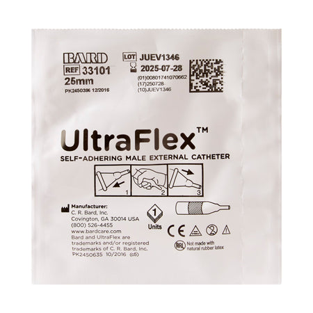 Bard UltraFlex Male External Catheter, Small-Male External Catheter UltraFlex Self-Adhesive Seal Silicone Small