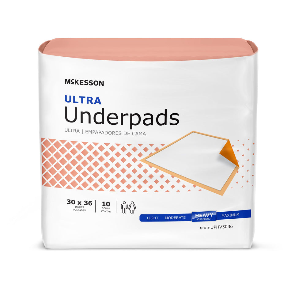 McKesson Ultra Heavy Absorbency Underpad, 30 x 36 Inch-Disposable Underpad McKesson Ultra 30 X 36 Inch Fluff / Polymer Heavy Absorbency