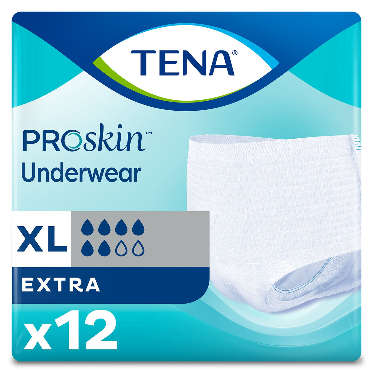 Tena ProSkin Extra Absorbent Underwear, Extra Large-Unisex Adult Absorbent Underwear TENA ProSkin Extra Pull On with Tear Away Seams X-Large Disposable Moderate Absorbency