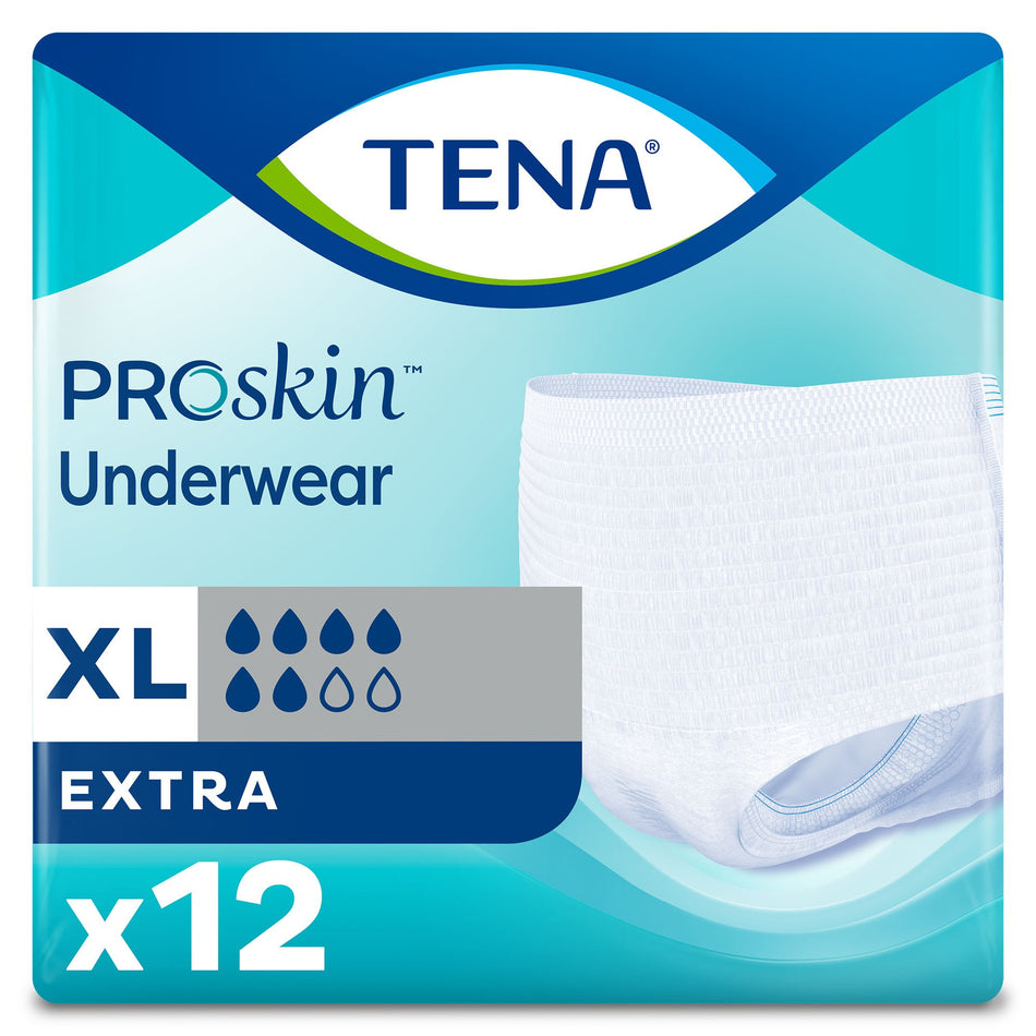 Tena ProSkin Extra Absorbent Underwear, Extra Large-Unisex Adult Absorbent Underwear TENA ProSkin Extra Pull On with Tear Away Seams X-Large Disposable Moderate Absorbency
