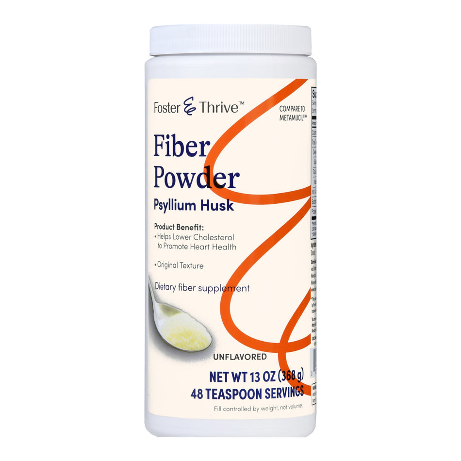 Foster & Thrive Fiber Powder Original Texture Unflavored-Fiber Supplement Foster & Thrive Original Flavor Powder 13 oz. Psyllium Husk