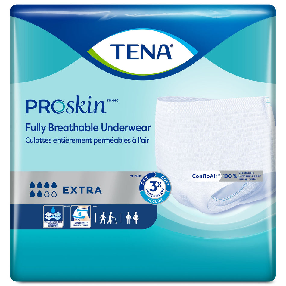 Tena ProSkin Extra Fully Breathable Absorbent Underwear, 2X-Large-Unisex Adult Absorbent Underwear TENA ProSkin Extra Pull On with Tear Away Seams 2X-Large Disposable Moderate Absorbency
