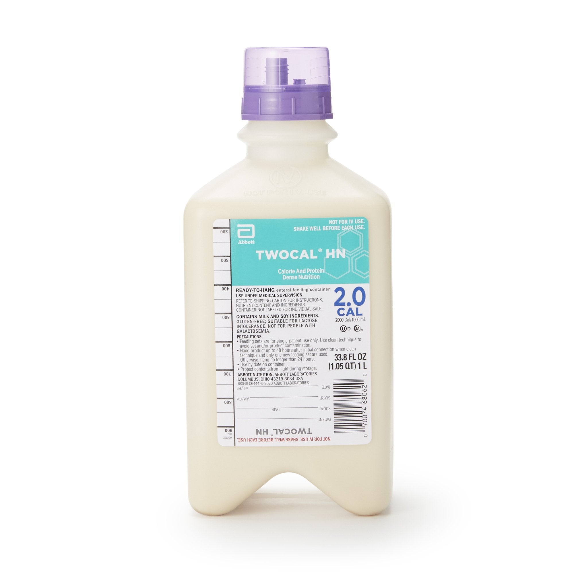 TwoCal HN Tube Feeding Formula, 1 Liter Ready to Hang Bottle-Oral Supplement TwoCal HN Vanilla Flavor Liquid 1 Liter Bottle