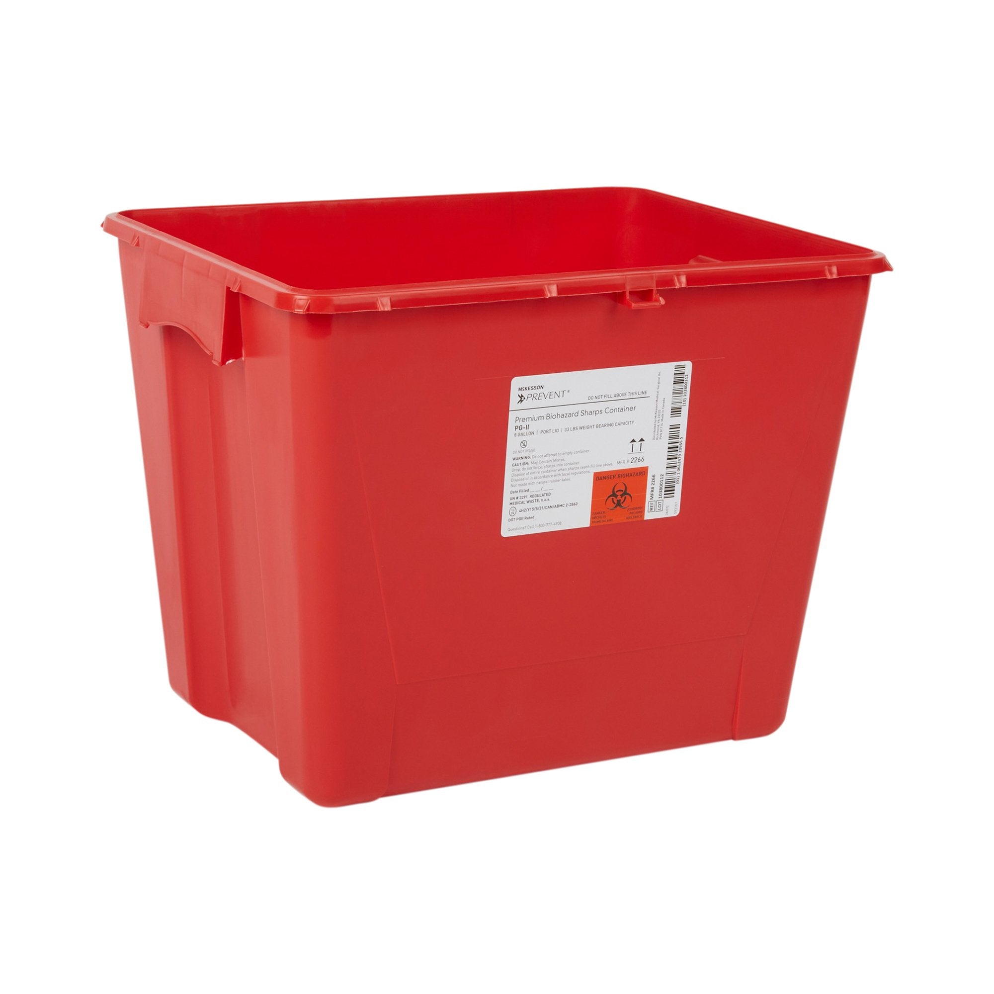 McKesson Prevent Sharps Container, 8 Gallon, 13-1/2 x 17-3/10 x 13 Inch-Sharps Container McKesson Prevent Red Base 13-1/2 H X 17-3/10 W X 13 L Inch Vertical Entry 8 Gallon
