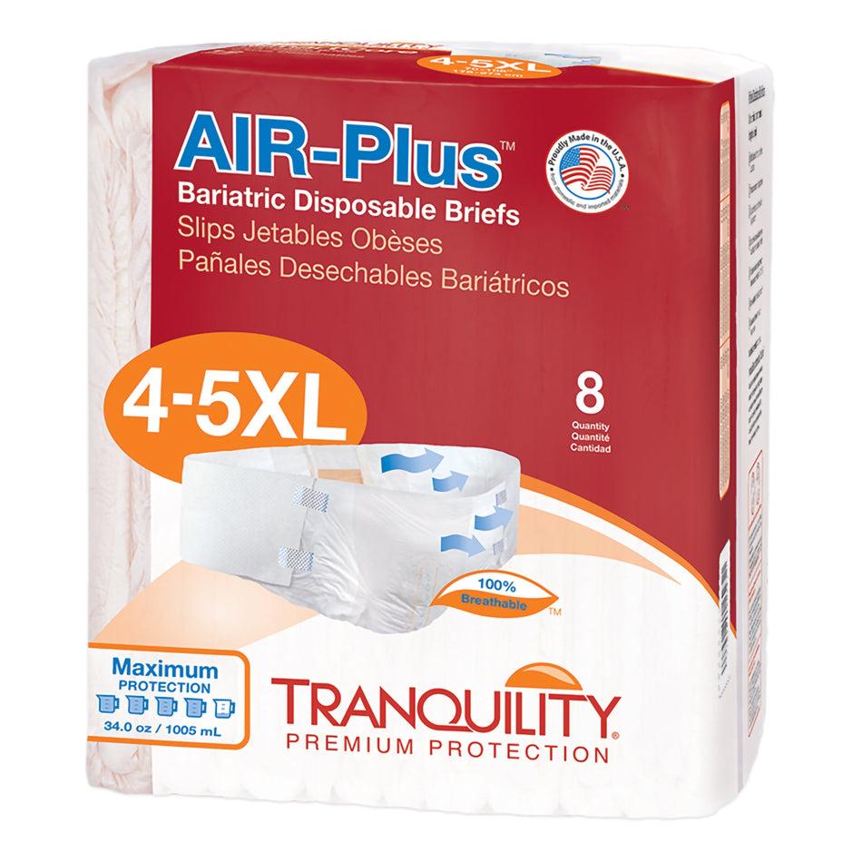 Tranquility AIR-Plus Maximum Protection Bariatric Incontinence Brief-Unisex Adult Incontinence Brief Tranquility AIR-Plus Bariatric 4 to 5X-Large Disposable Heavy Absorbency