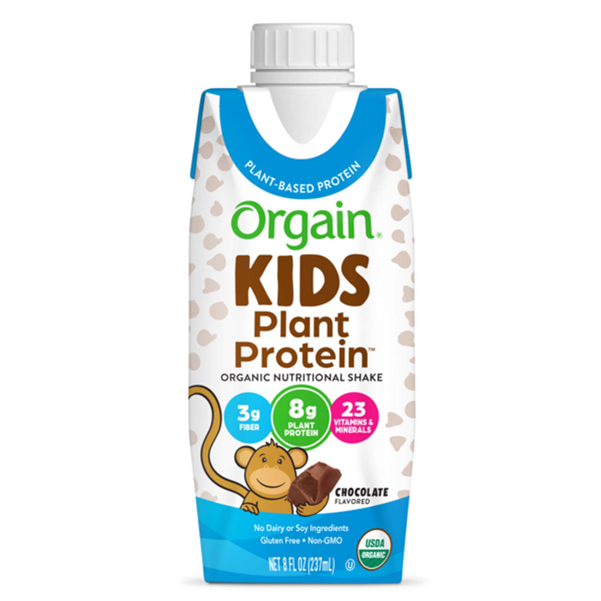 Pediatric Oral Supplement Orgain® Kids Plant Protein™ Organic Nutritional Shake Chocolate Flavor 8 oz. Carton Liquid Prote...