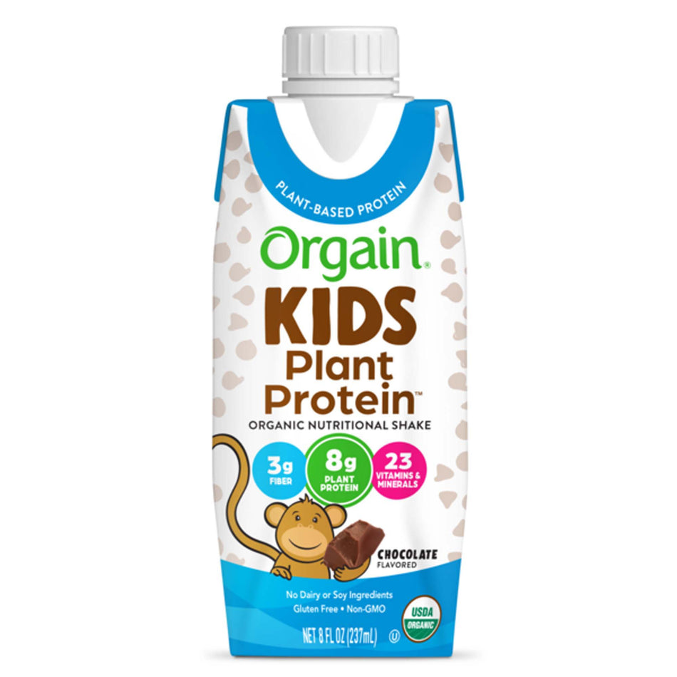 Pediatric Oral Supplement Orgain® Kids Plant Protein™ Organic Nutritional Shake Chocolate Flavor 8 oz. Carton Liquid Prote...