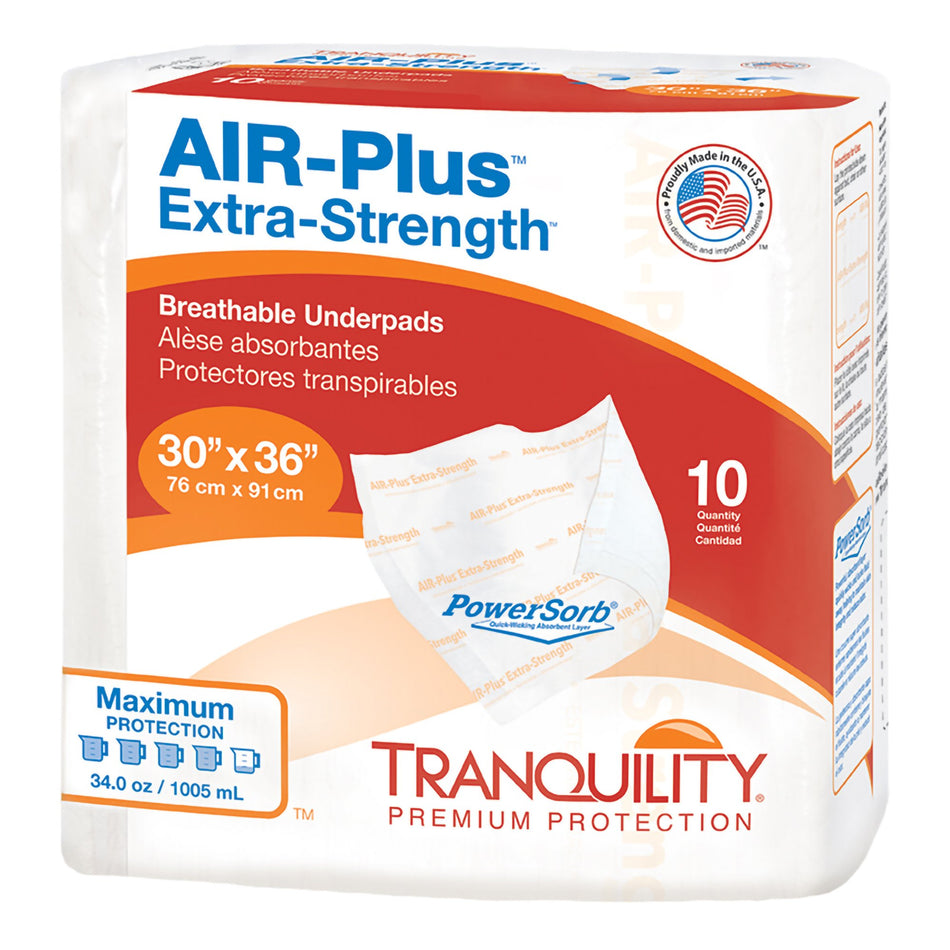 Tranquility AIR-Plus Extra-Strength Positioning Underpad, 30 x 36 Inch-Disposable Underpad Tranquility AIR-Plus Extra-Strength 30 X 36 Inch Powersorb Material Heavy Absorbency