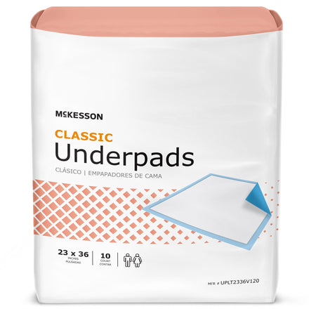 McKesson Classic Plus Light Absorbency Underpads, 23 x 36 Inch-Disposable Underpad McKesson Classic 23 X 36 Inch Fluff Mat Light Absorbency